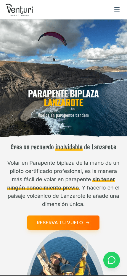 Mobile view of booking platform