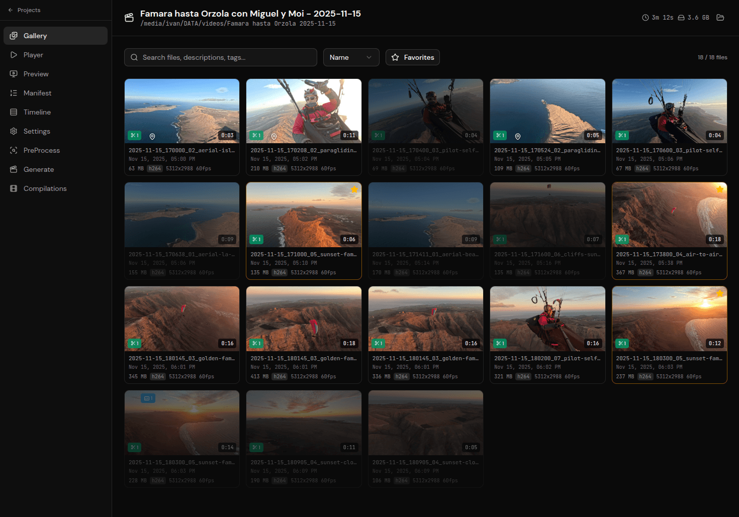 Media gallery with browser and metadata view