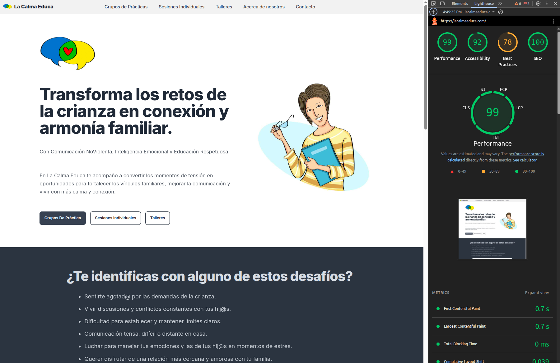La Calma Educa homepage