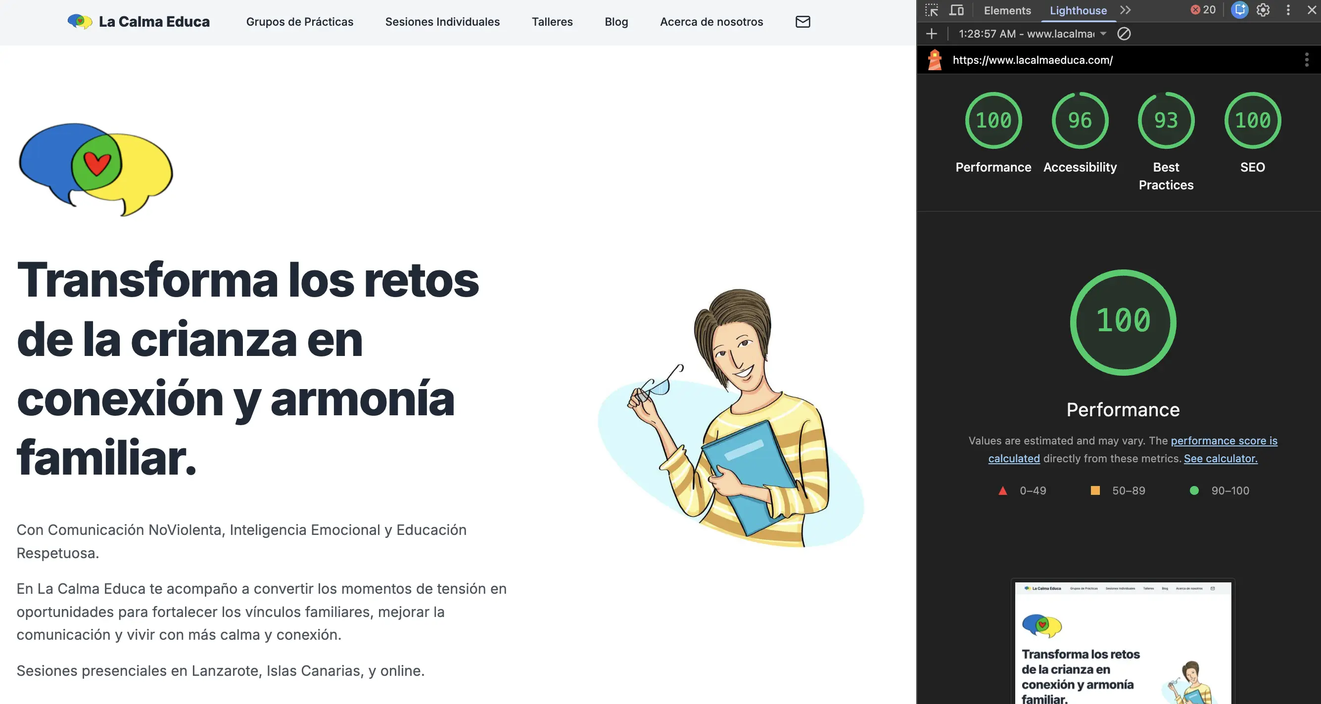 La Calma Educa homepage