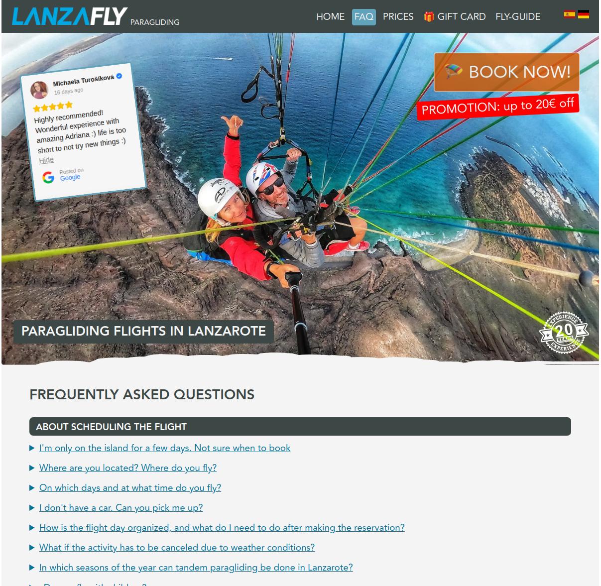 paragliding company website